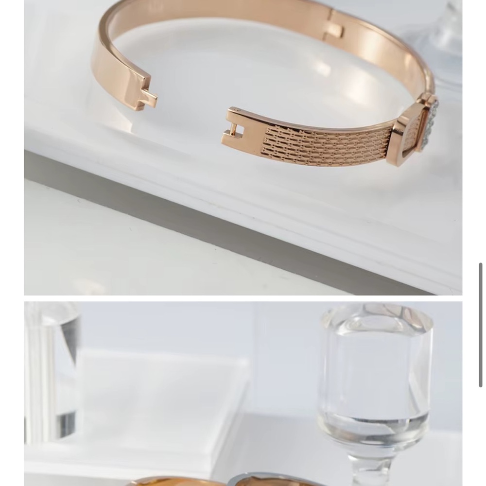 Maseele Designer IP Gold Bracelet with Crystal Accents Belt Design - Picture 11 of 13